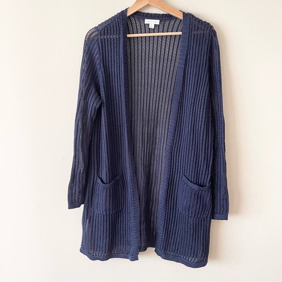 Charter Club Open-Front Cardigan Sweater Loose Knit Women’s size M Navy Blue - Picture 1 of 8